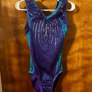 GK Purple and Teal Sequin Gymnastics Leotard